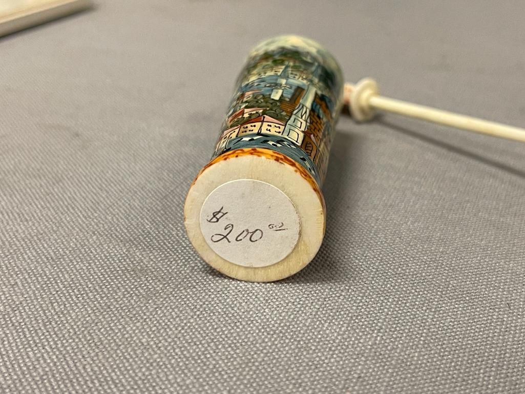 20TH CENTURY HAND CARVED CAMEL BONE TRINKET BOXES AND PERFUME BOTTLE FROM ISTANBUL - 16