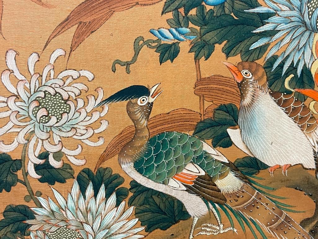 JAPANESE EDO PERIOD INK AND WATERCOLOR ON BOARD BIRDS AND FLOWERS - 5