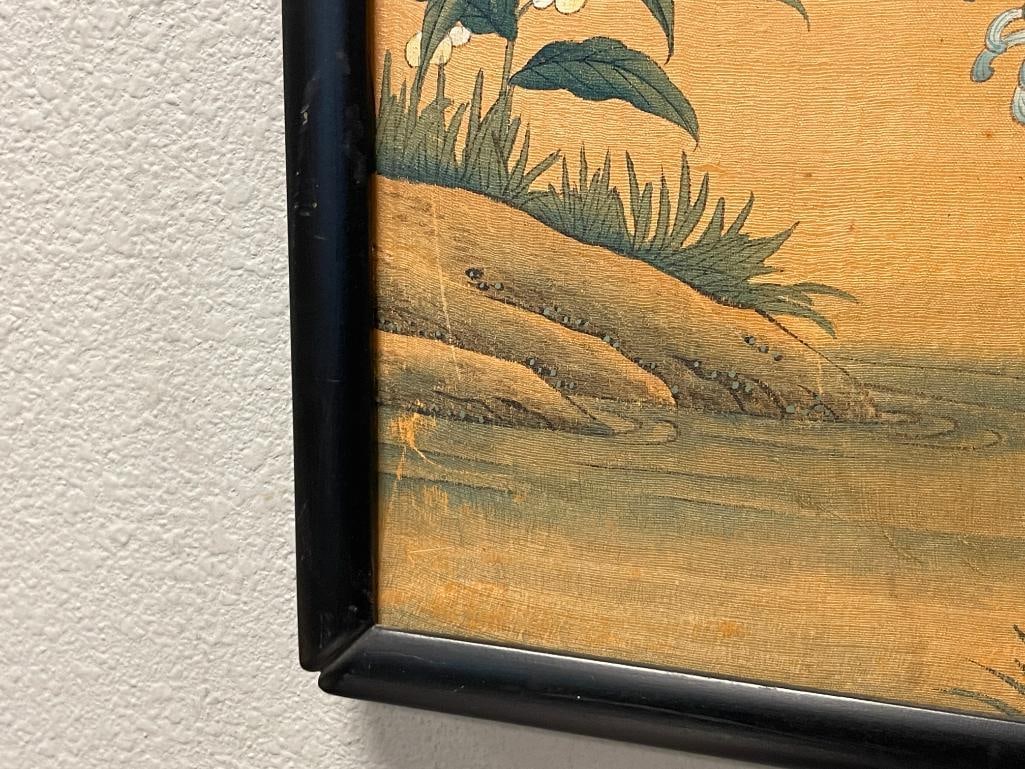 JAPANESE EDO PERIOD INK AND WATERCOLOR ON BOARD BIRDS AND FLOWERS - 7