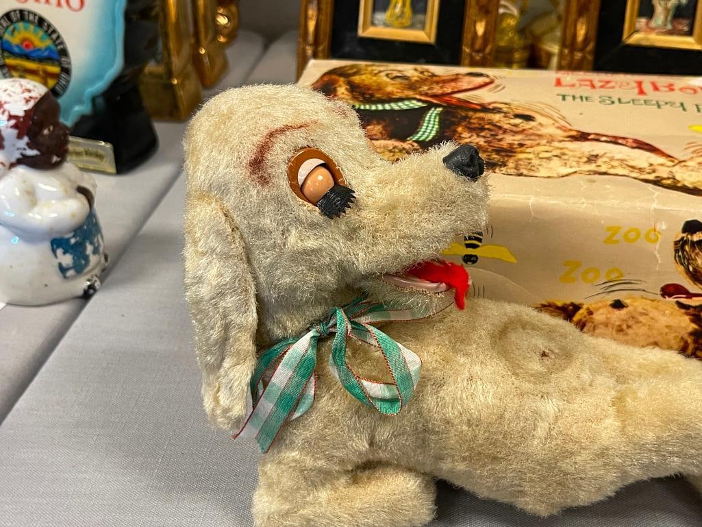 1960'S CRAGSTAN TOY LAZY BONES THE SLEEPY PUP WIND-UP MECHANICAL MOHAIR TOY - 2