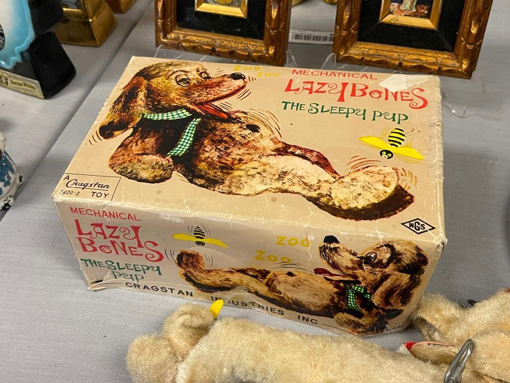1960'S CRAGSTAN TOY LAZY BONES THE SLEEPY PUP WIND-UP MECHANICAL MOHAIR TOY - 6