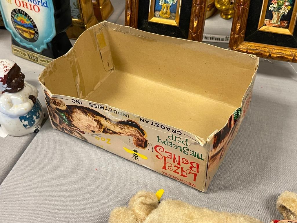 1960'S CRAGSTAN TOY LAZY BONES THE SLEEPY PUP WIND-UP MECHANICAL MOHAIR TOY - 8