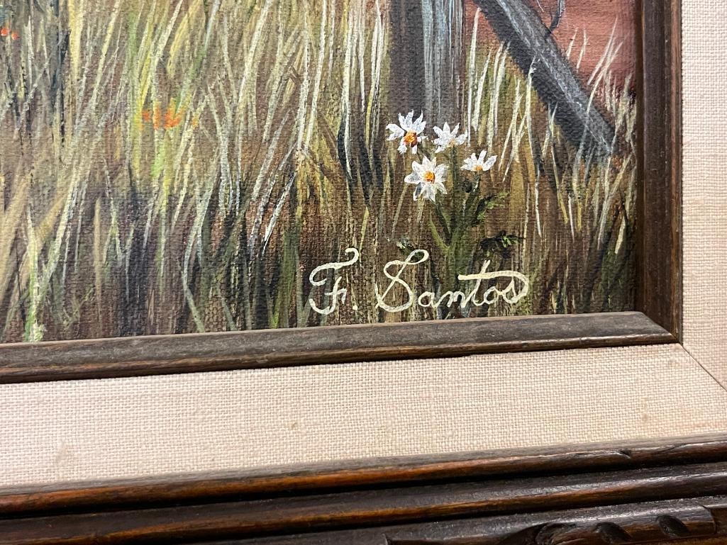 F. SANTOS ORIGINAL ACRYLIC ON CANVAS OF AN ABANDONED BARN - 5