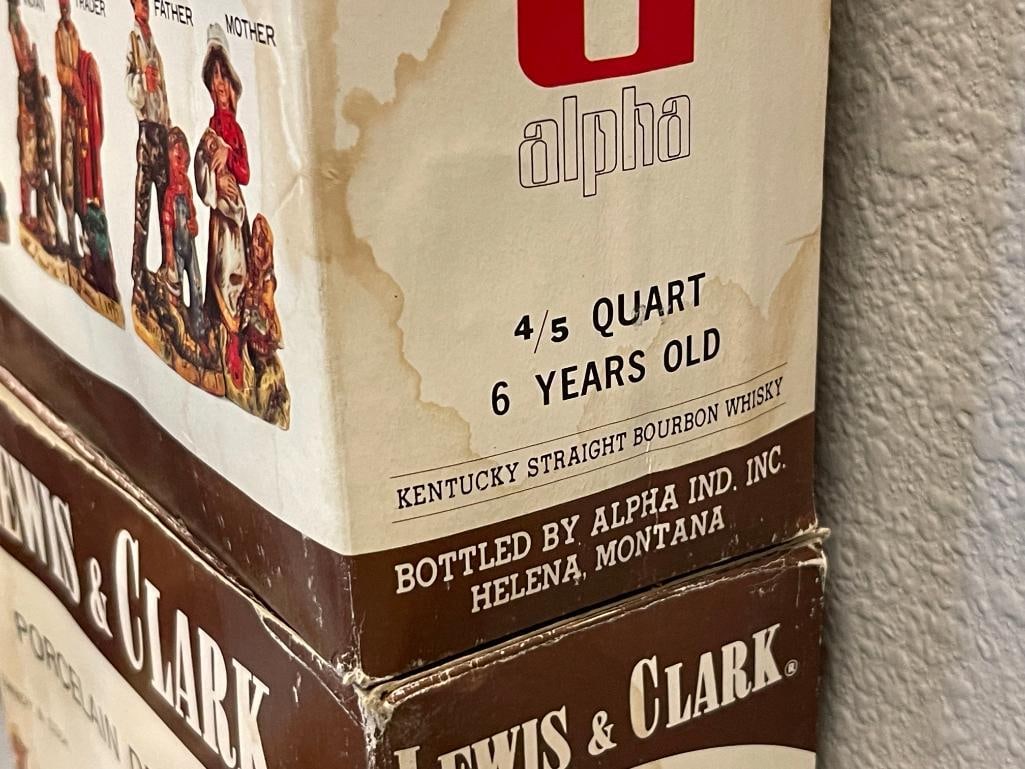 THREE SETS OF LEWIS & CLARK CERAMIC DECANTERS TWO SETS OF COWBOY AND COOK AND INDIAN AND TRADER - 9