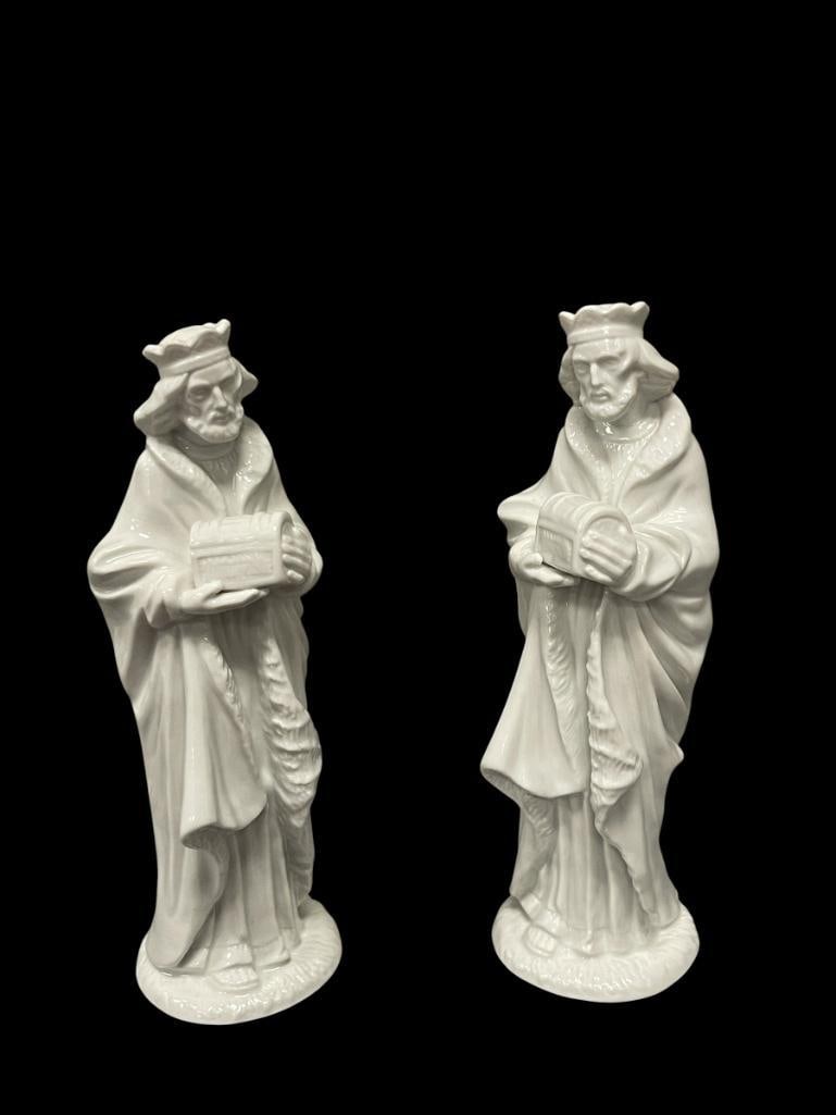 1987 SCMID SANTINI PORCELAIN NATVITY SCENE FIGURES: MATCHING FIGURES, BOTH ARE MARKED ON THE BOTTOM 9 1/2" H 