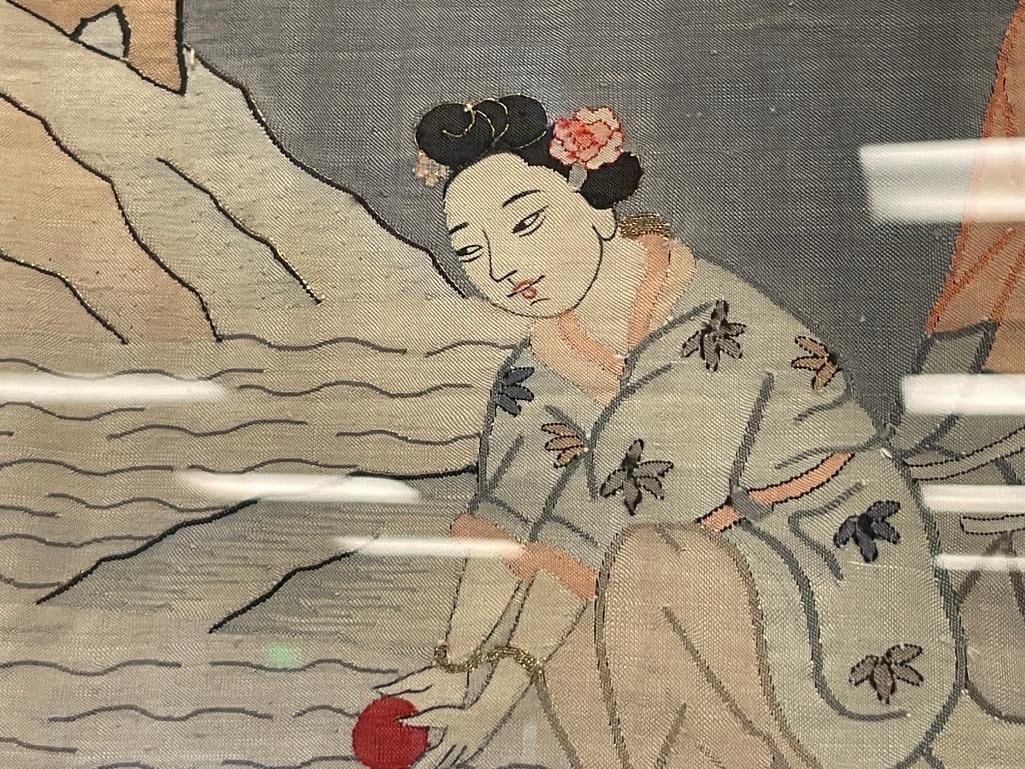 20TH CENTURY HAND EMBROIDERED JAPANESE SILK PANEL - 4
