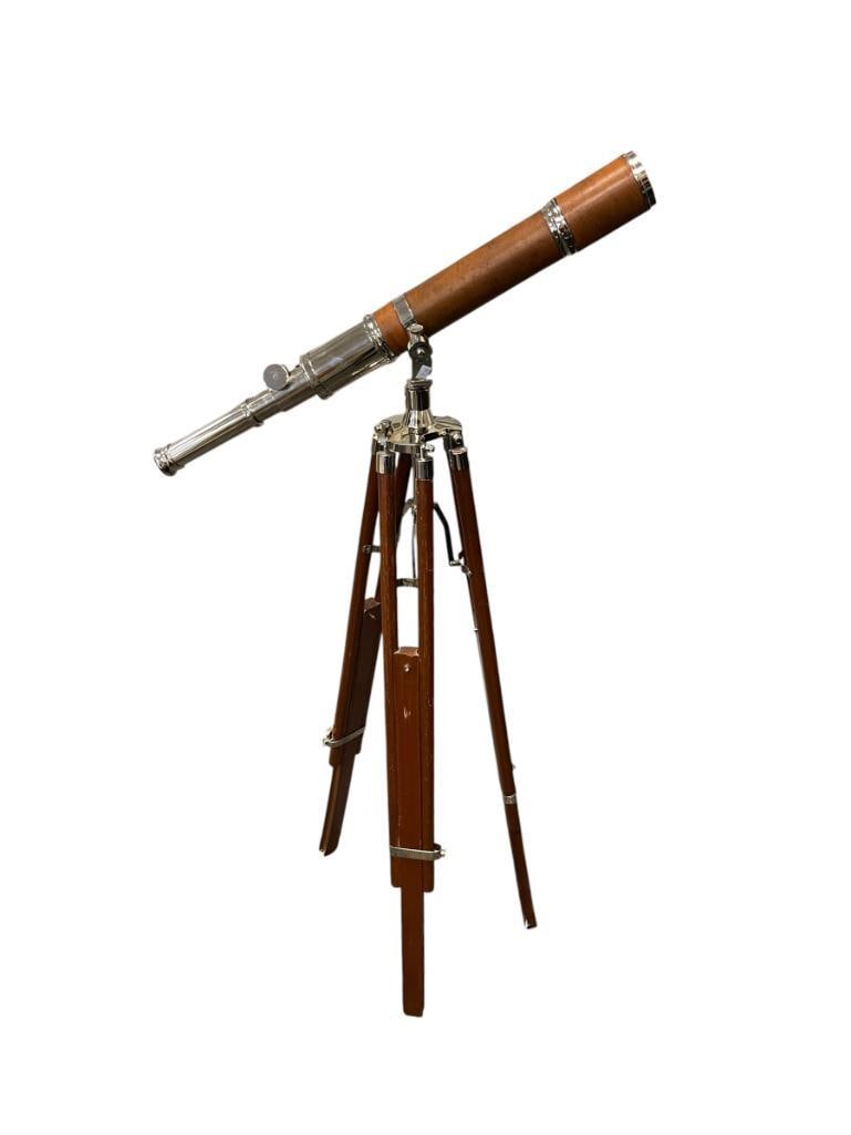ELEGANT VINTAGE INSPIRED CONTEMORARY TELESCOPE CHROME FINISH AND LEATHER WRAPPED (1 of 9)