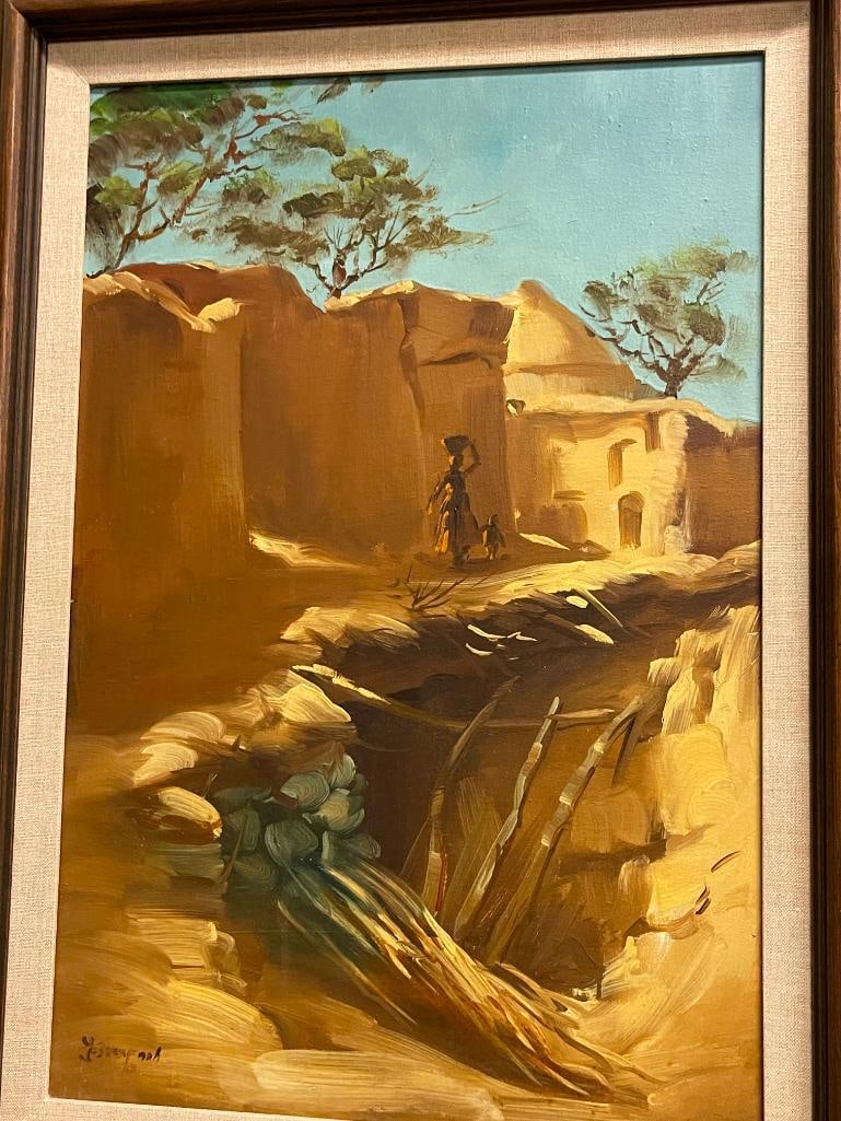 20TH CENTURY MIDDLE-EAST ORIGIANL OIL ON CANVAS PAINTING SEMI-ARID REGION - 3