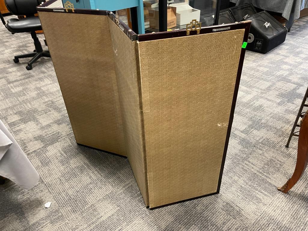 FOUR PIECE JAPANESE BYOBU HAND PAINTED SILK PANEL WITH WADING EGRETS AND FLOWERS - 10