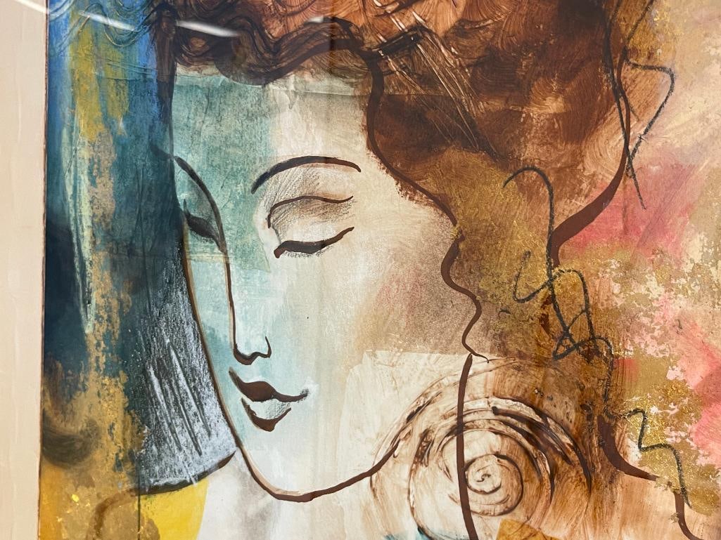 LINDA LE KINFF FRENCH CONTEMORARY ARTIST MIXED-MEDIA ON PAPER TITLED GIVING - 4