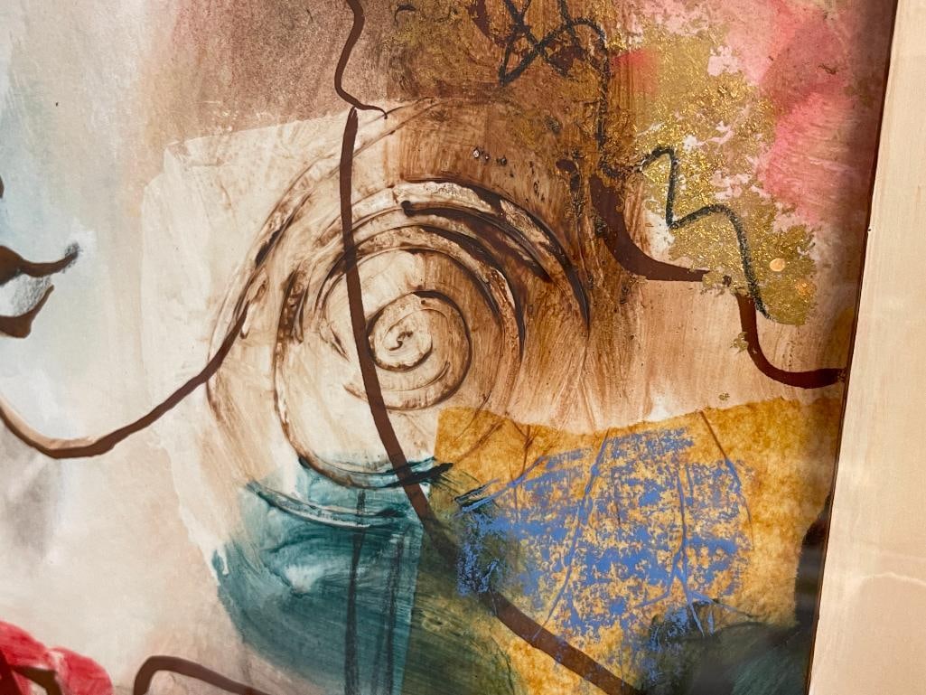 LINDA LE KINFF FRENCH CONTEMORARY ARTIST MIXED-MEDIA ON PAPER TITLED GIVING - 6