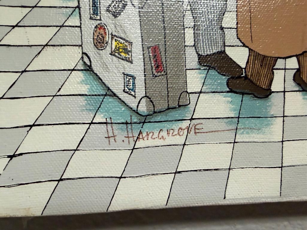 LIMITED EDITION SERIGRAPH PRINT ON CANVAS " ATLANTA TRAIN STATION " BY H. HARGROVE AND SIGNED - 3