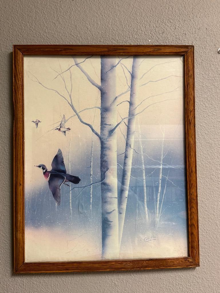 CARLOS RIOS PRINT FEATURING WOOD DUCKS FLYING THROUGH THE TREES - 4