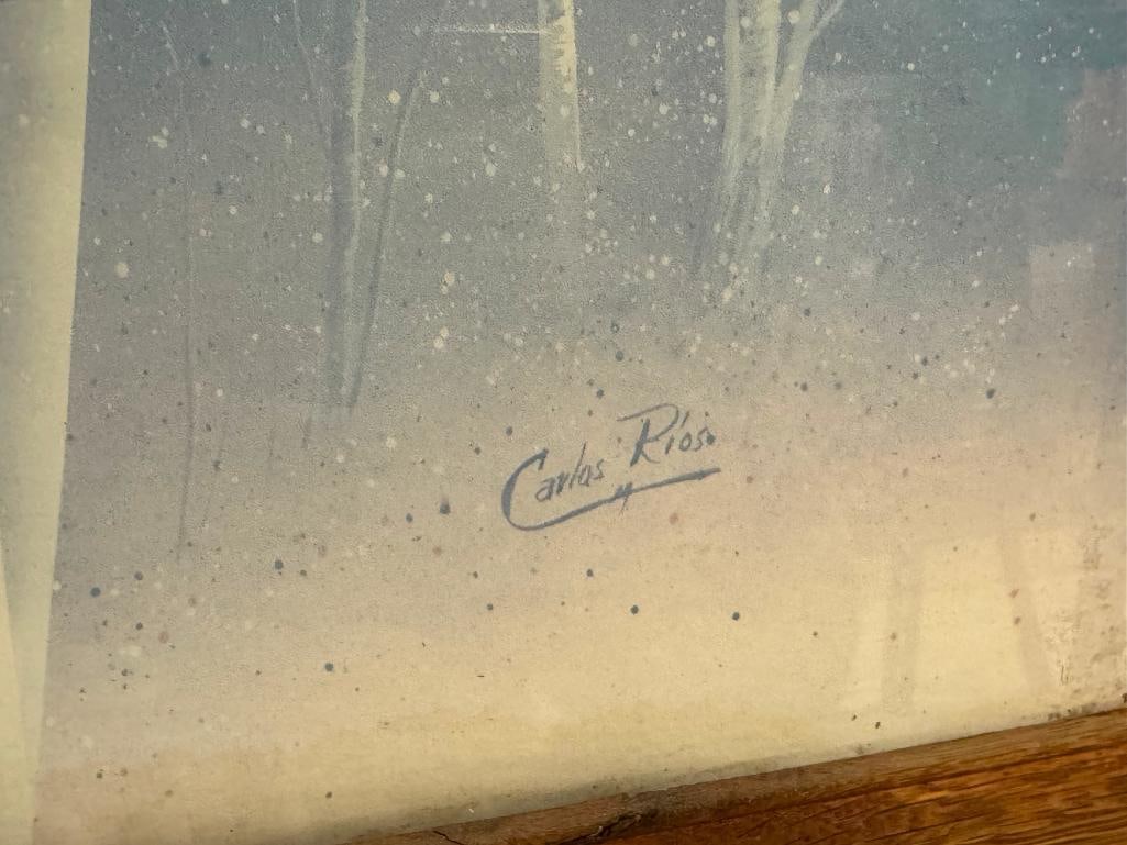 CARLOS RIOS PRINT FEATURING WOOD DUCKS FLYING THROUGH THE TREES - 5