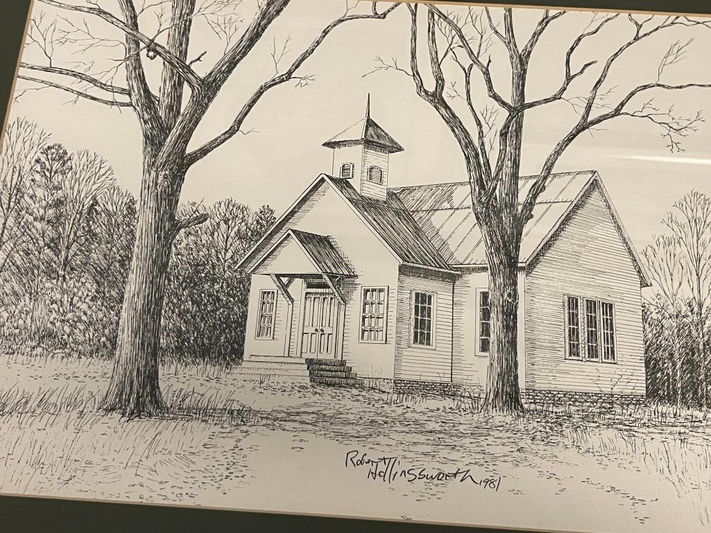 ROBERT HOLLINGSWORTH AMERICAN ARTIST BLACK AND WHITE PRINTS OF ETCHINGS - 8