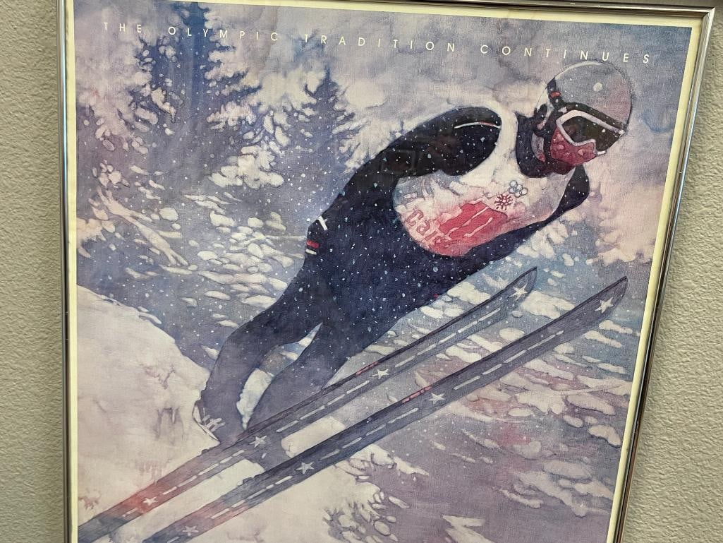 1988 XV WINTER OLYMPICS SKI POSTER HELD IN CALAGARY, CANADA FEB. 13-28, 1988 - 3
