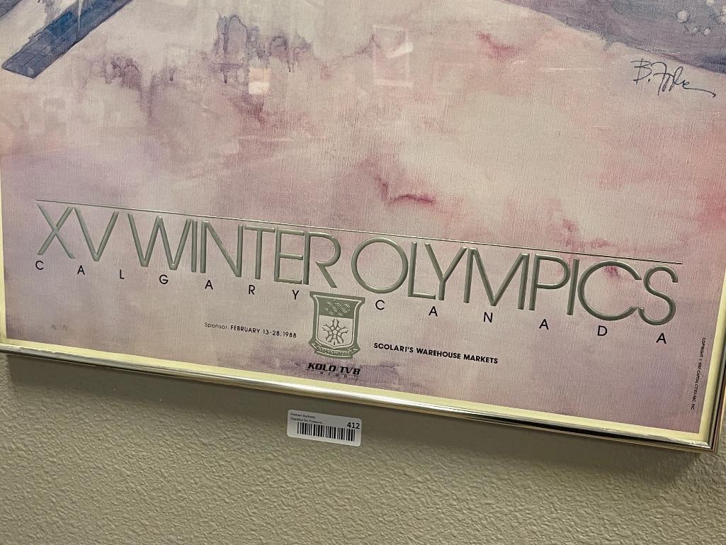 1988 XV WINTER OLYMPICS SKI POSTER HELD IN CALAGARY, CANADA FEB. 13-28, 1988 - 6