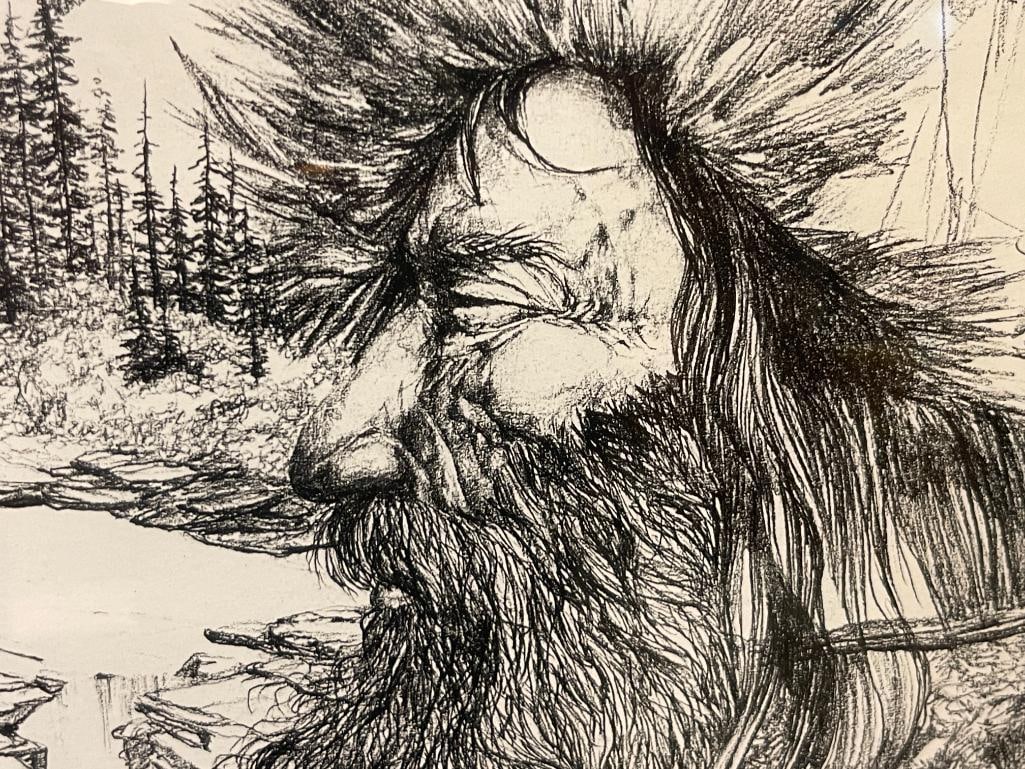 FRANKLIN DUNCAN WESTERN WILDLIFE PRINT OF A TRAPPER AND MOUNTAIN LION - 4