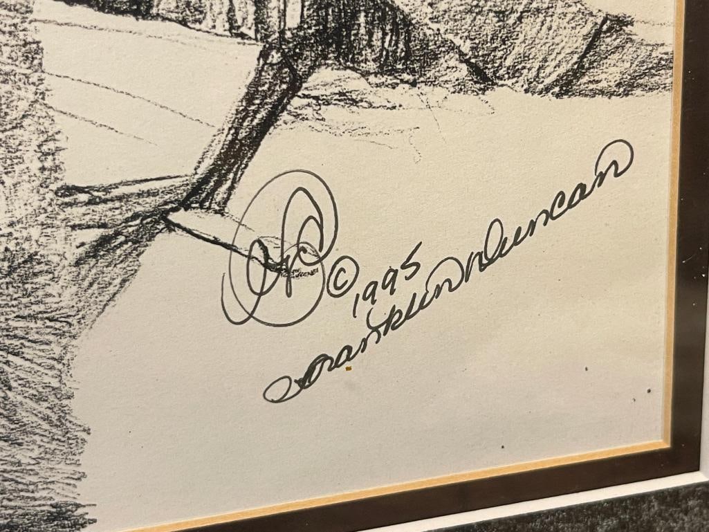 FRANKLIN DUNCAN WESTERN WILDLIFE PRINT OF A TRAPPER AND MOUNTAIN LION - 7