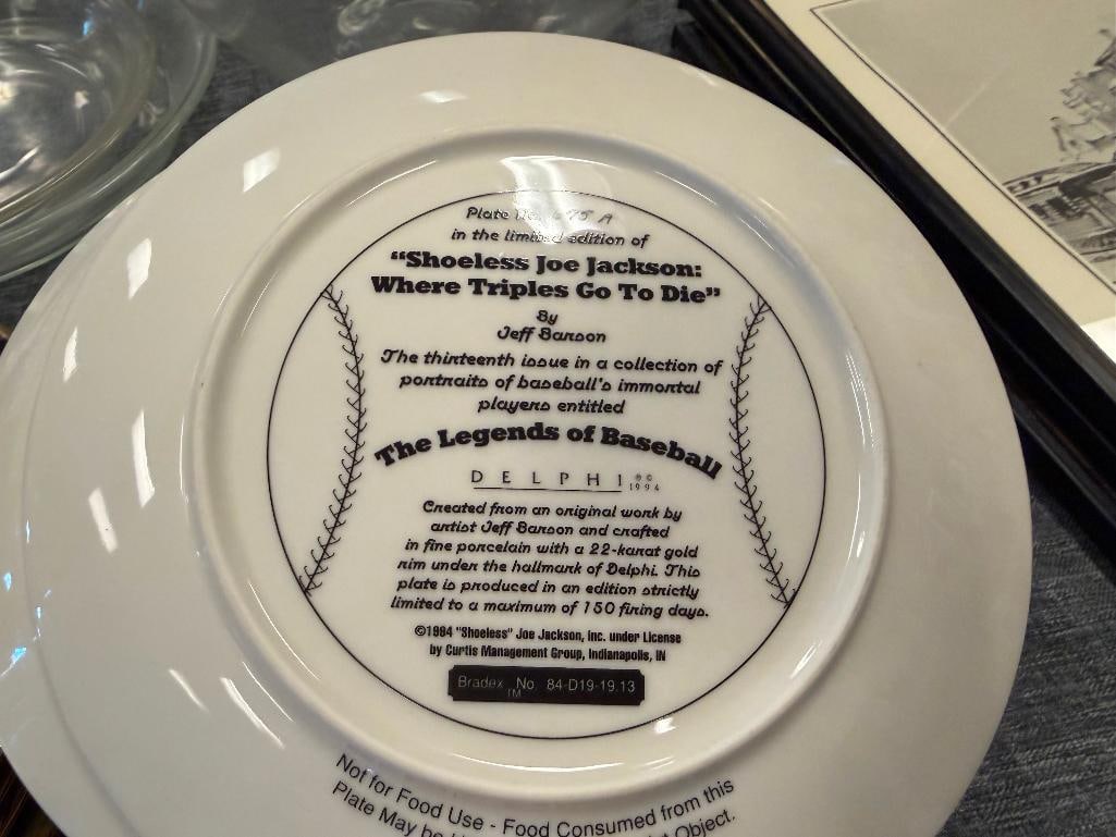 NINE 1990'S COLELCTOR PLATES BY JEFF BARSON COMMEMORATING BASEBALL LEGNEDS LIKE SHOELESS JOE JACK... - 13