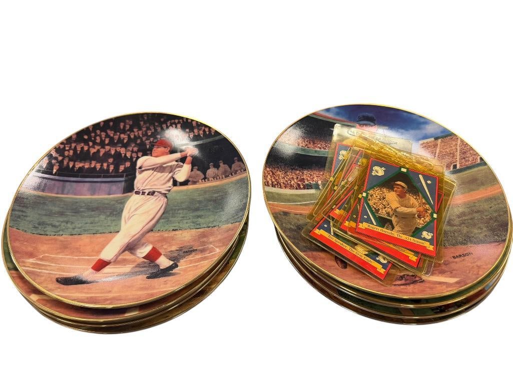 NINE 1990'S COLELCTOR PLATES BY JEFF BARSON COMMEMORATING BASEBALL LEGNEDS LIKE SHOELESS JOE JACK... - 2