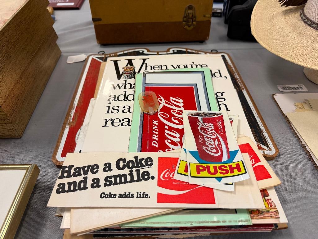 COCA-COLA FOUNTAIN WOOD SIGN, COCA-COLA GRAB BAGS, HATS, STICKERS, AND MORE - 2