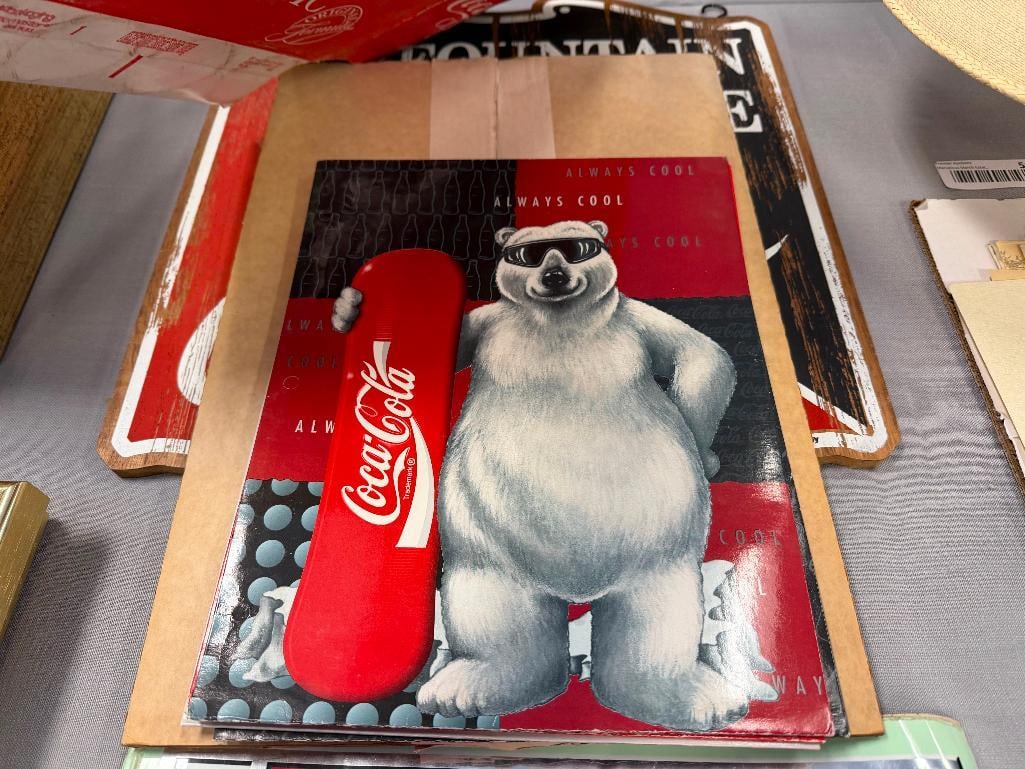 COCA-COLA FOUNTAIN WOOD SIGN, COCA-COLA GRAB BAGS, HATS, STICKERS, AND MORE - 7