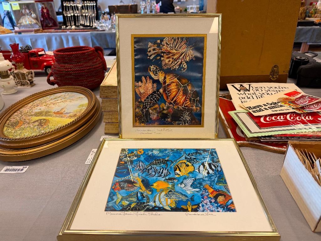 THREE CANDACE LEE PENCIL SIGNED HAWAII ISLAND WILDLIFE PRINTS INCLUDING "SEA TURTLE" AND FISH PONDS - 2
