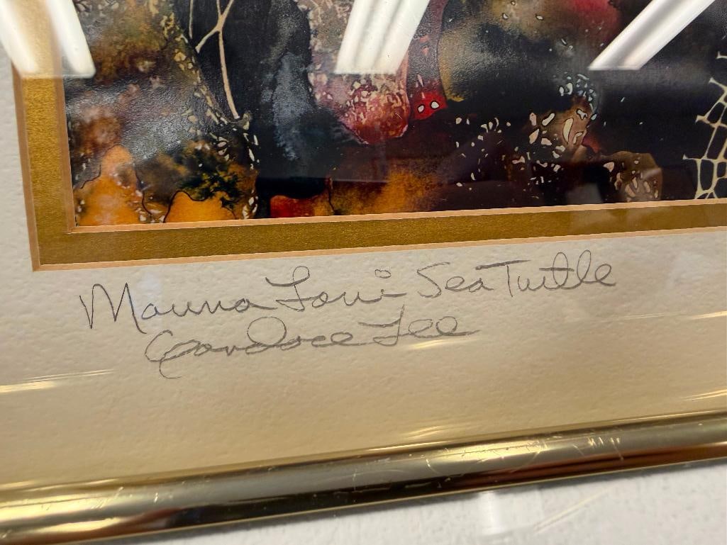 THREE CANDACE LEE PENCIL SIGNED HAWAII ISLAND WILDLIFE PRINTS INCLUDING "SEA TURTLE" AND FISH PONDS - 4