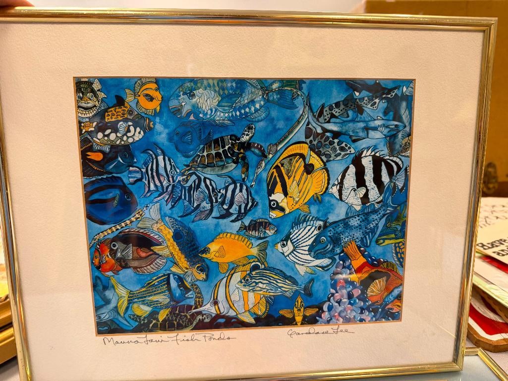 THREE CANDACE LEE PENCIL SIGNED HAWAII ISLAND WILDLIFE PRINTS INCLUDING "SEA TURTLE" AND FISH PONDS - 5