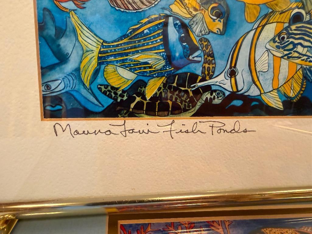 THREE CANDACE LEE PENCIL SIGNED HAWAII ISLAND WILDLIFE PRINTS INCLUDING "SEA TURTLE" AND FISH PONDS - 6