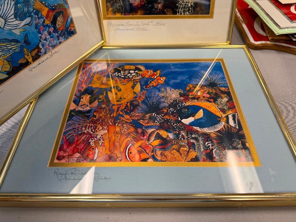 THREE CANDACE LEE PENCIL SIGNED HAWAII ISLAND WILDLIFE PRINTS INCLUDING "SEA TURTLE" AND FISH PONDS - 8