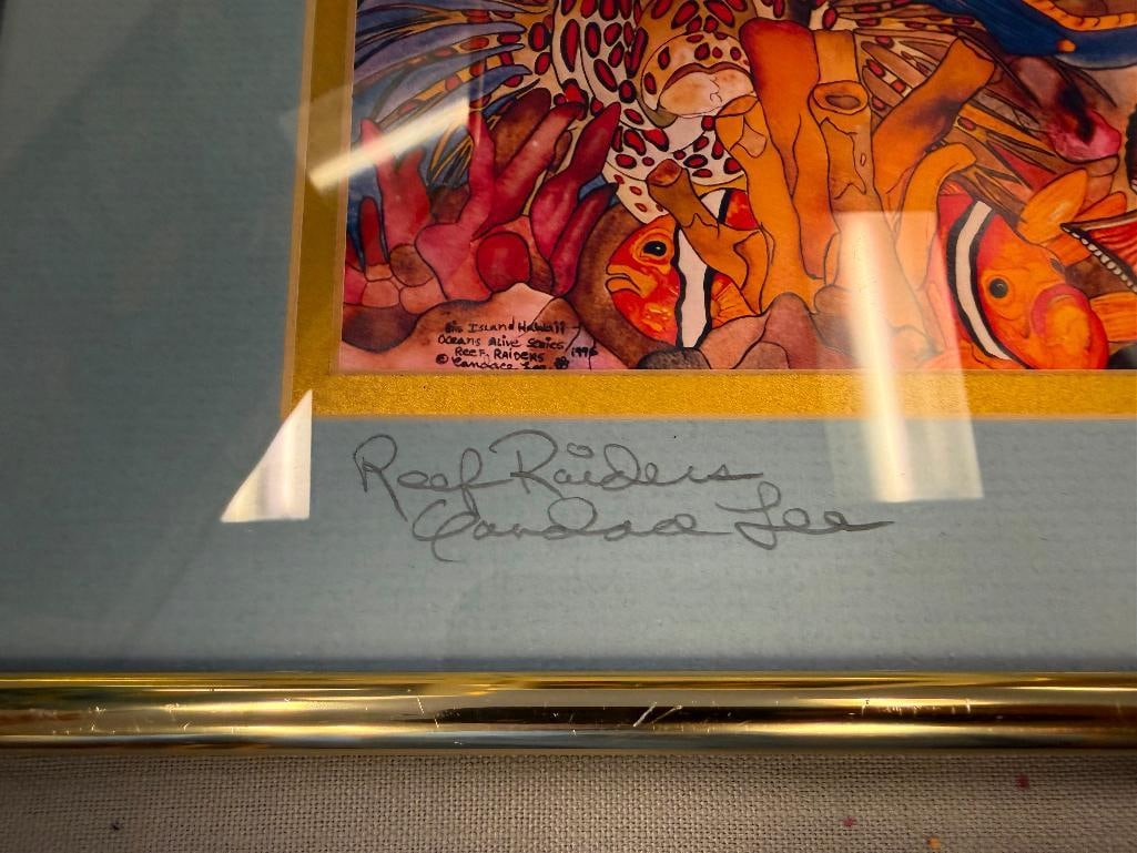 THREE CANDACE LEE PENCIL SIGNED HAWAII ISLAND WILDLIFE PRINTS INCLUDING "SEA TURTLE" AND FISH PONDS - 9