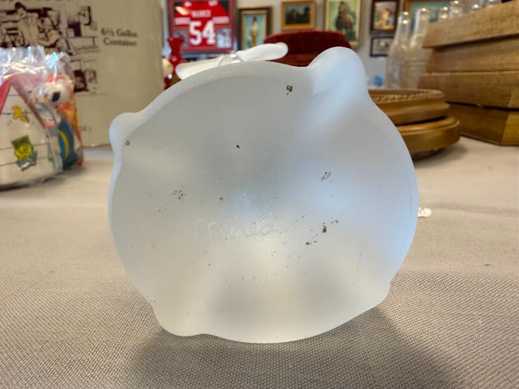 FROSTED AND CLEAR CRYSTAL SEA LIFE DOLPHIN FIGURINE SIGNED MIREAU - 7