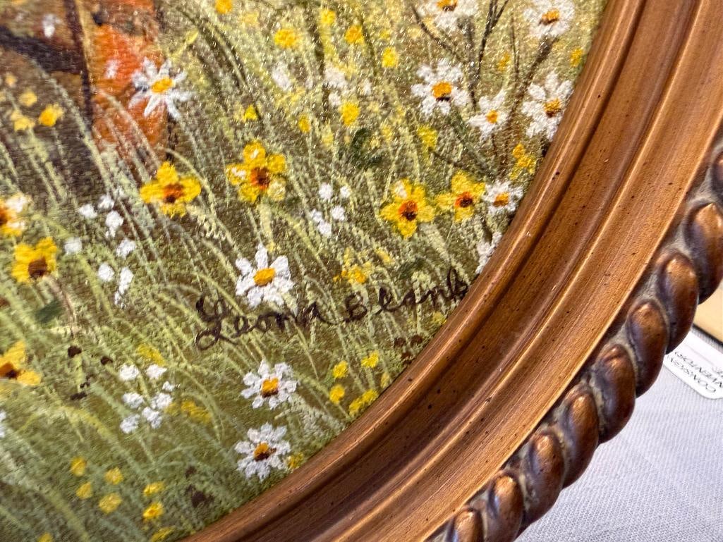 TWO ORIGINAL OIL ON CANVAS PAINTINGS BY LEONA BLANK INCLUDING " CHERRY BLOSSOMS " - 3