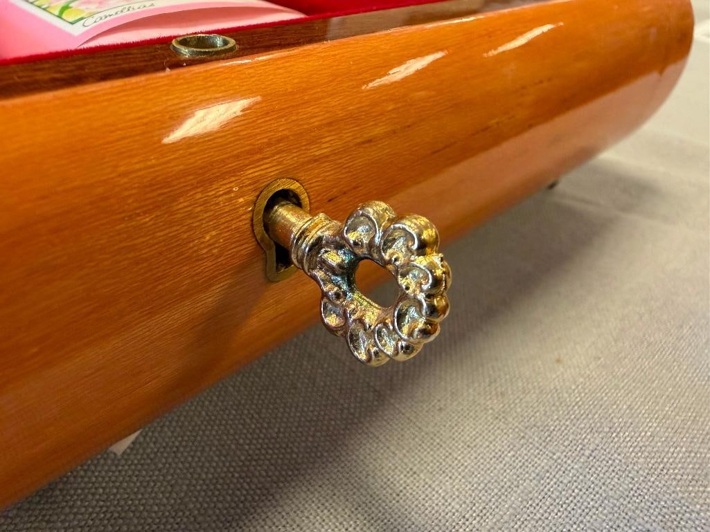 ELEGANT ITALIAN BEN RICKERT INC. INLAID WOOD MUSIC BOX WITH SOAP FEATURING FLORAL DESIGN - 3