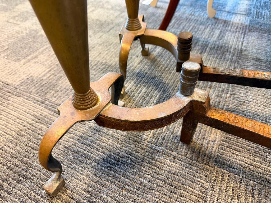 VINTAGE PACKARD MALLOY ART DECO BRASS FIREPLACE ANDIRONS - 5