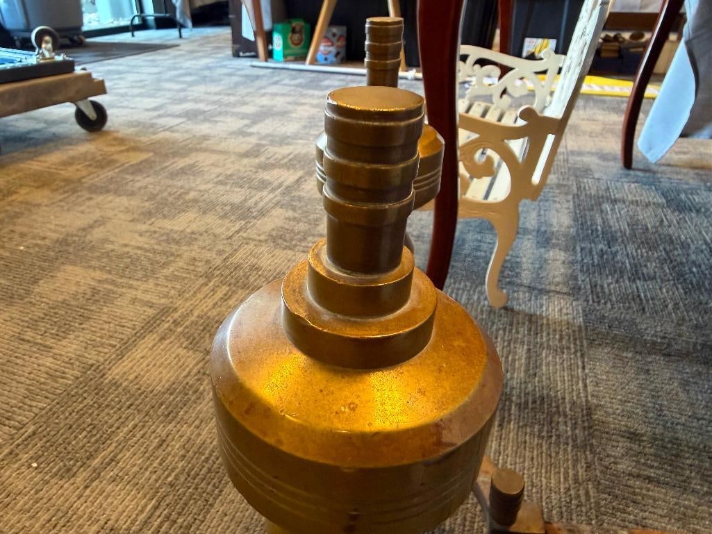 VINTAGE PACKARD MALLOY ART DECO BRASS FIREPLACE ANDIRONS - 6