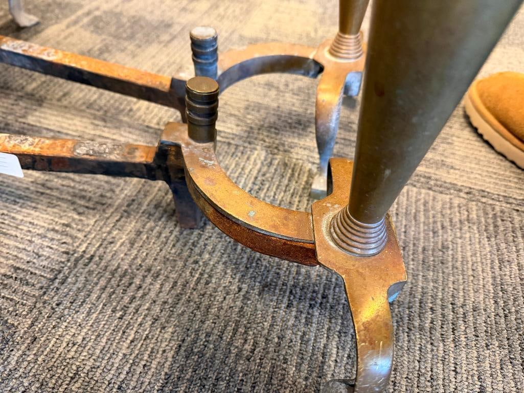 VINTAGE PACKARD MALLOY ART DECO BRASS FIREPLACE ANDIRONS - 7