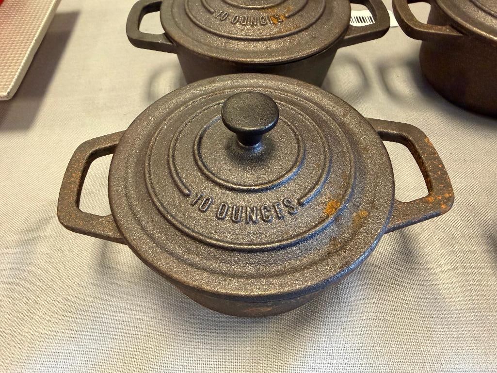 FOUR CAST IRON BEAN POT DUTCH OVENS BY SMITH CLARK IRONWORKS - 6
