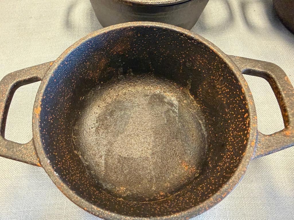 FOUR CAST IRON BEAN POT DUTCH OVENS BY SMITH CLARK IRONWORKS - 8