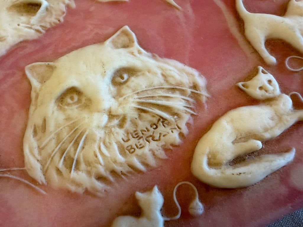 HANDCRAFTED GENUINE INCOLAY STONE KITTY KAPERS JEWELRY VANITY CASE DESIGNED BY LENORE BERAN - 3