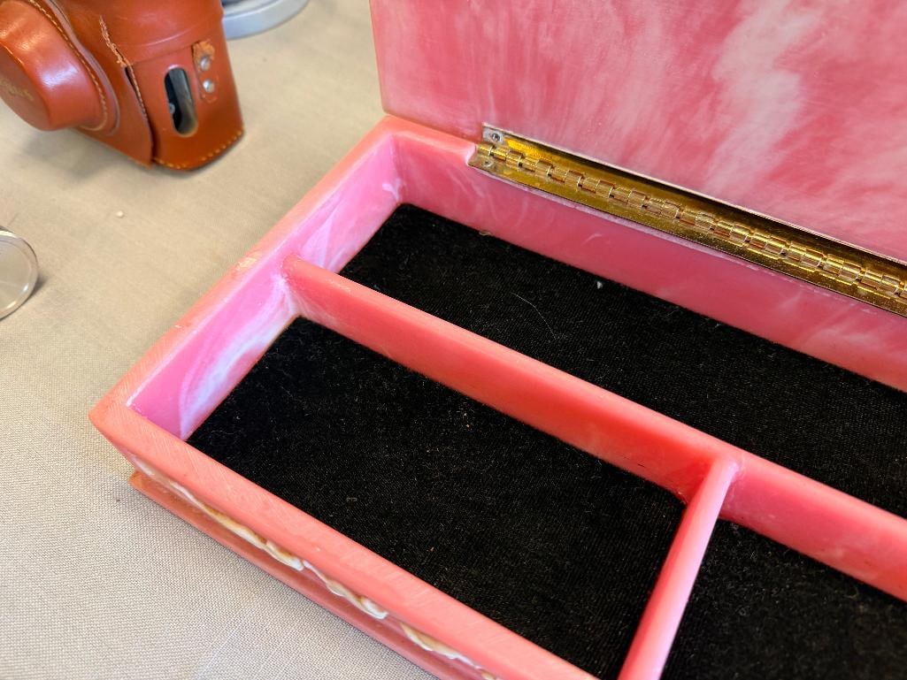 HANDCRAFTED GENUINE INCOLAY STONE KITTY KAPERS JEWELRY VANITY CASE DESIGNED BY LENORE BERAN - 7