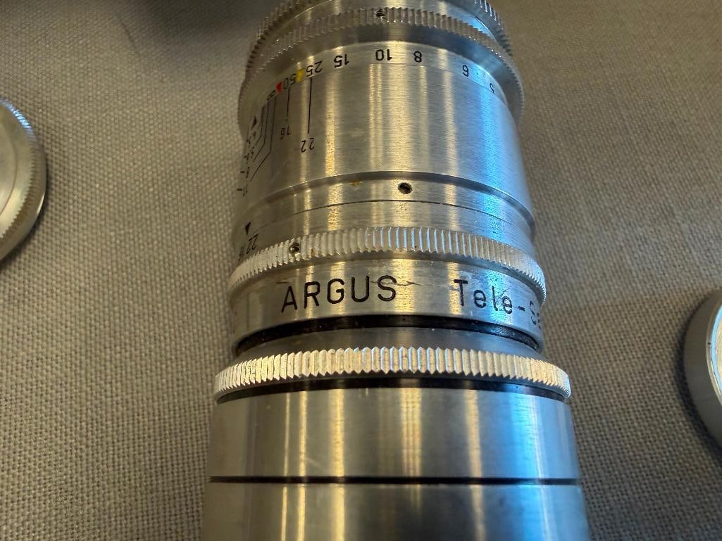 VINTAGE ARGUS C3 RANGEFINDER 35MM CAMERA WITH ARGUS TELE-SANDMAR 100MM LENS - 7