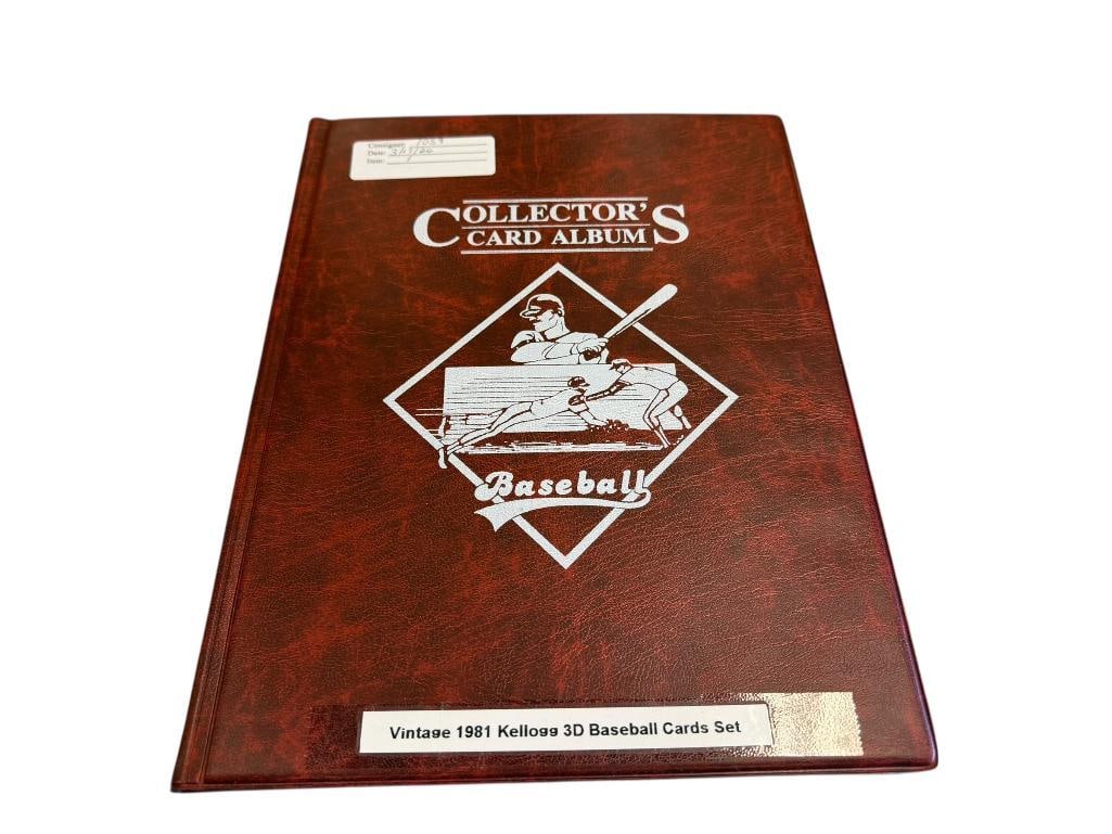 VINTAGE 1981 KELLOG 3-D SUPER STARS BASEBALL CARDS SET: 66 TOTAL CARDS, IN BINDER