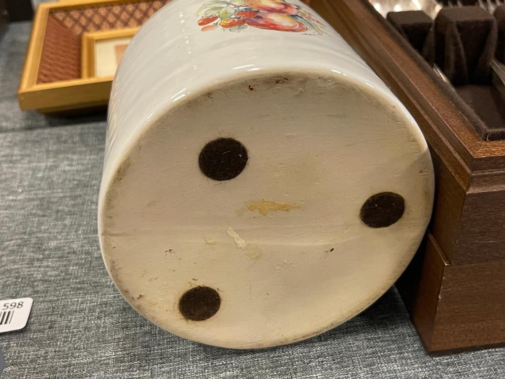 VINTAGE HARRIS POTTERIES CLINTON CHINA STONEWARE JUG FEATURING FRUIT PATTERN - 10