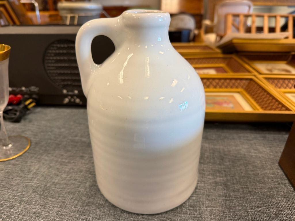 VINTAGE HARRIS POTTERIES CLINTON CHINA STONEWARE JUG FEATURING FRUIT PATTERN - 9