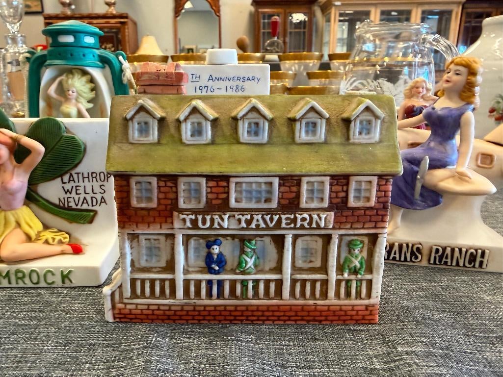 SIX MINIATURE BROTHEL LIQUOR DECANTERS INCLUDING CHICKEN RANCH, JOE CONFORTE'S MUSTANG RANCH, ETC. - 3