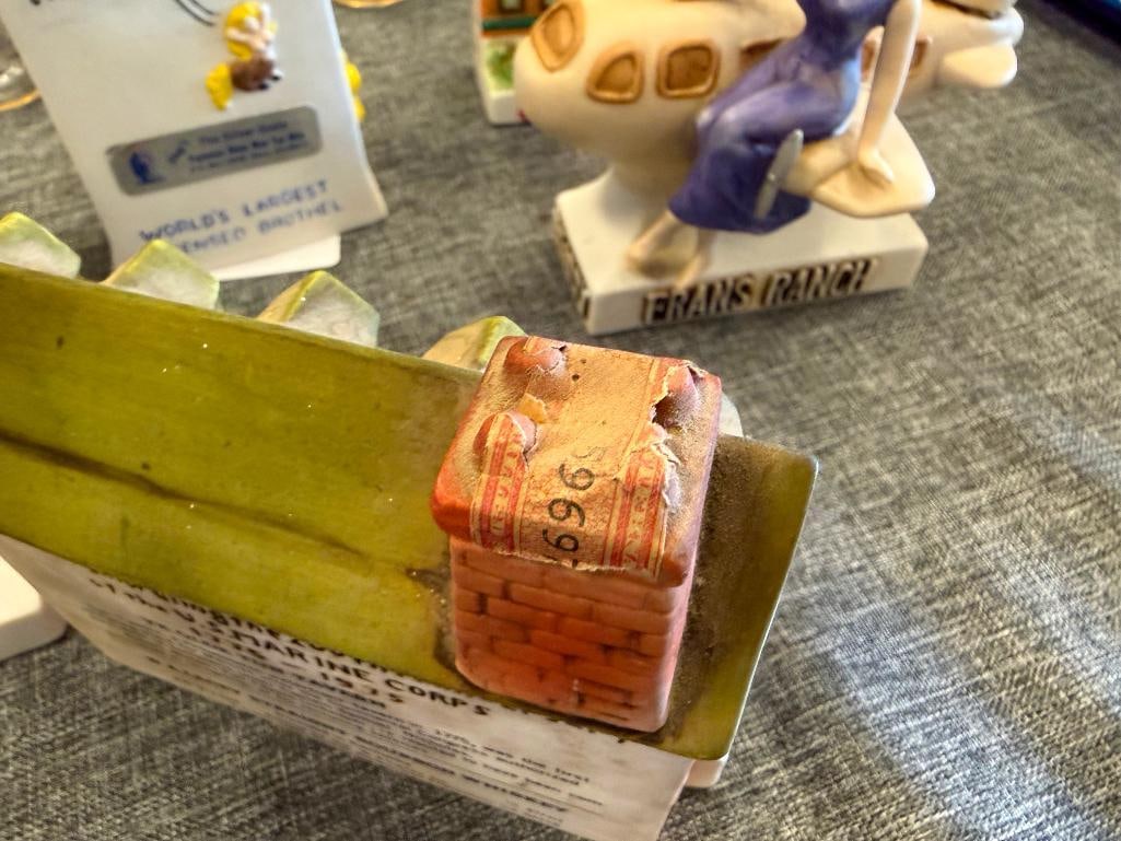 SIX MINIATURE BROTHEL LIQUOR DECANTERS INCLUDING CHICKEN RANCH, JOE CONFORTE'S MUSTANG RANCH, ETC. - 4