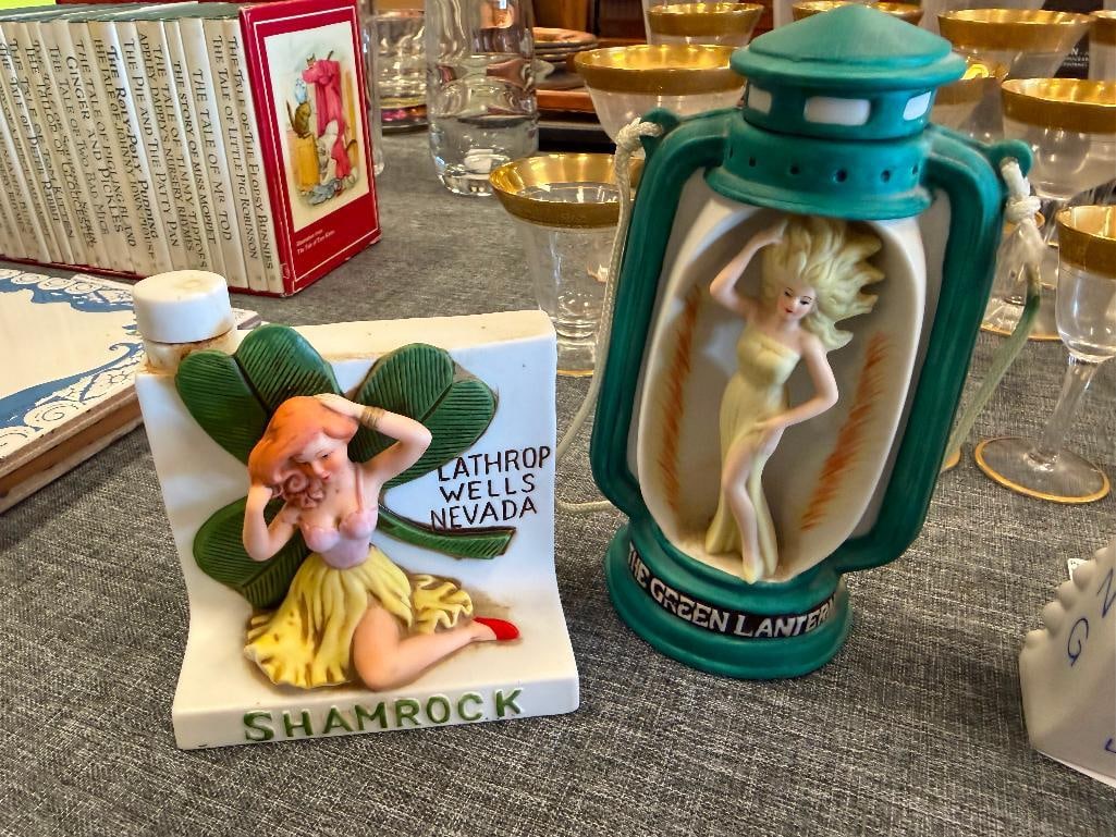 SIX MINIATURE BROTHEL LIQUOR DECANTERS INCLUDING CHICKEN RANCH, JOE CONFORTE'S MUSTANG RANCH, ETC. - 9